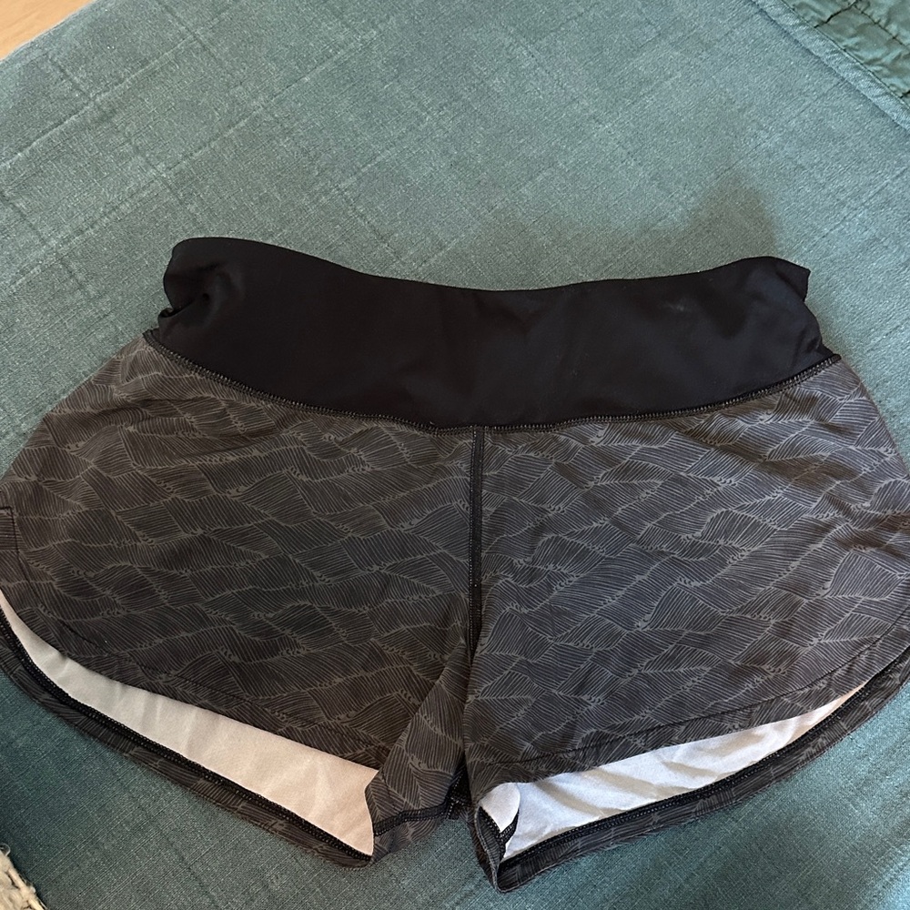 Black and Gray Patterned Athletic Shorts